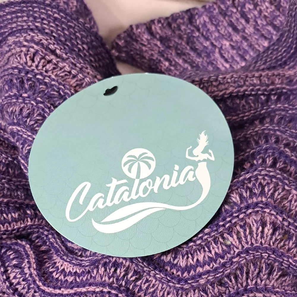 Catalonia Purple Pink Knit Fleece Lined Mermiad Tail Blanket